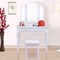 Tri Folding Mirror Vanity Table Stool Set with 4 Drawers and Cushioned Stool